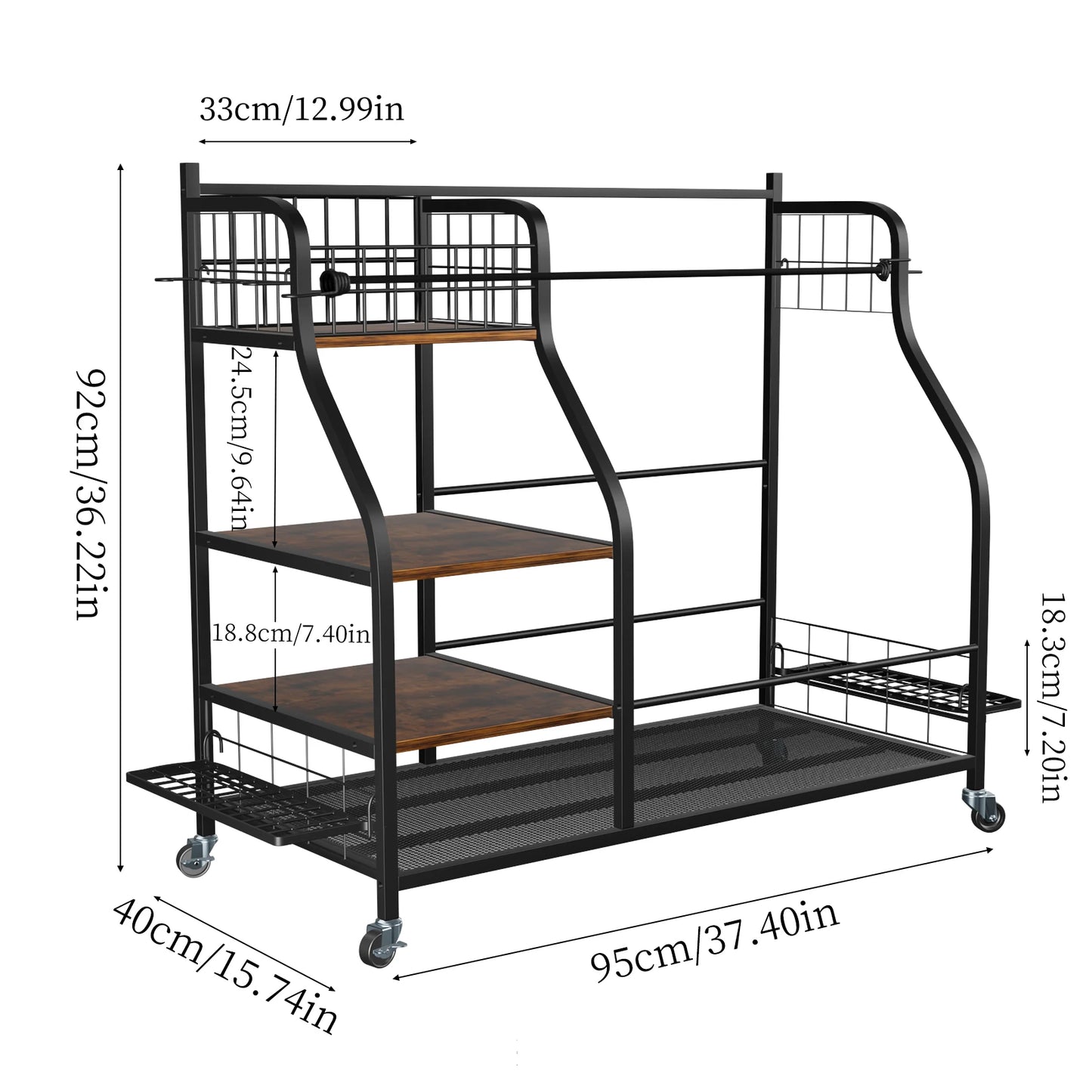 Rolling Golf Storage Rack Garage Organizer With Lockable 360 Degree Wheels