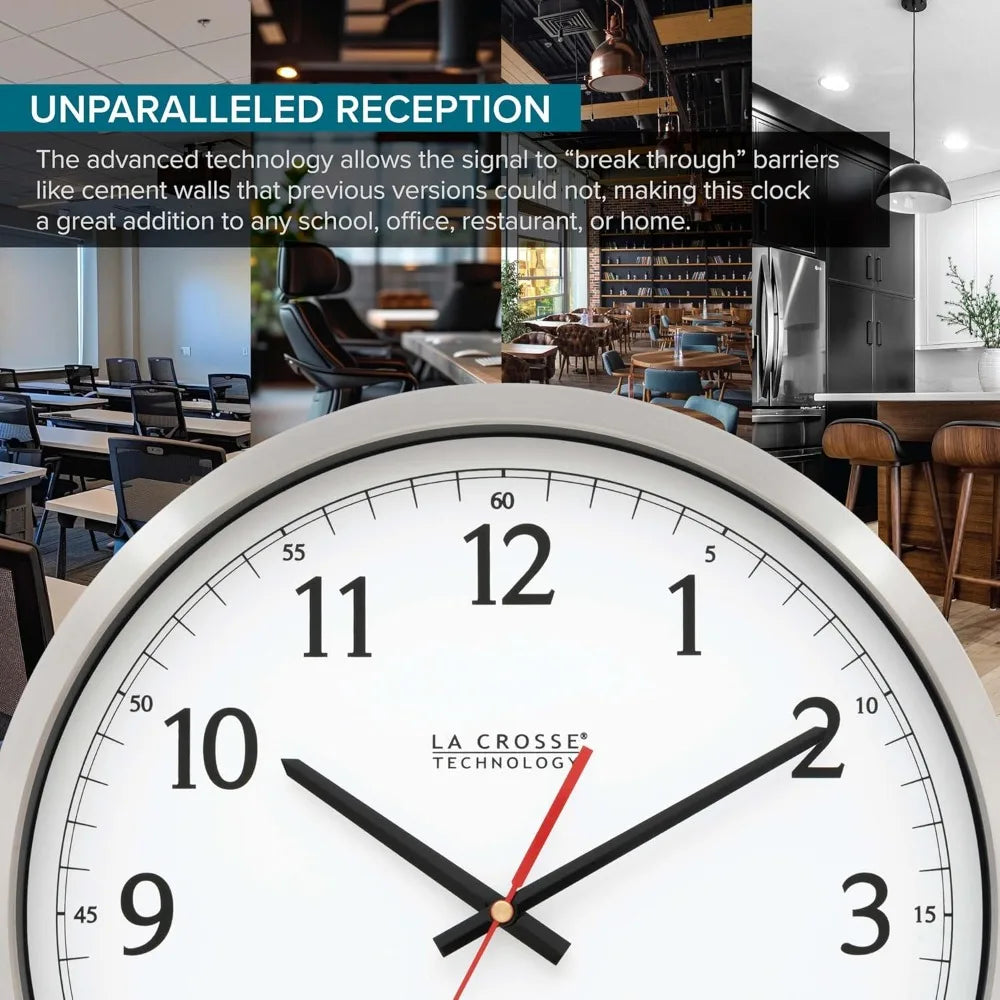 Stainless Steel Atomic Wall Clock Shatterproof Lens Quiet Movement