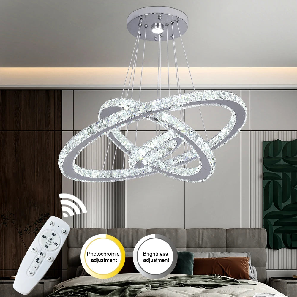 Vetru/us Modern LED Crystal Chandelier Stainless Steel