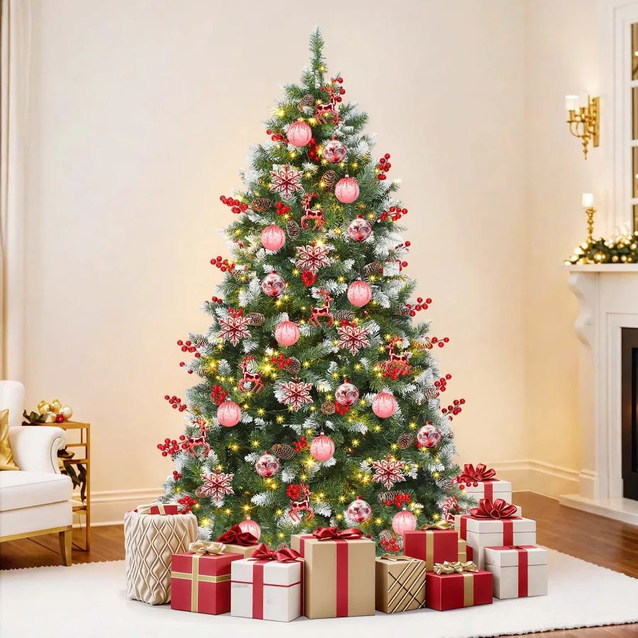Uforic Prelit Artificial Christmas Tree With Pine Cones And Remote Control