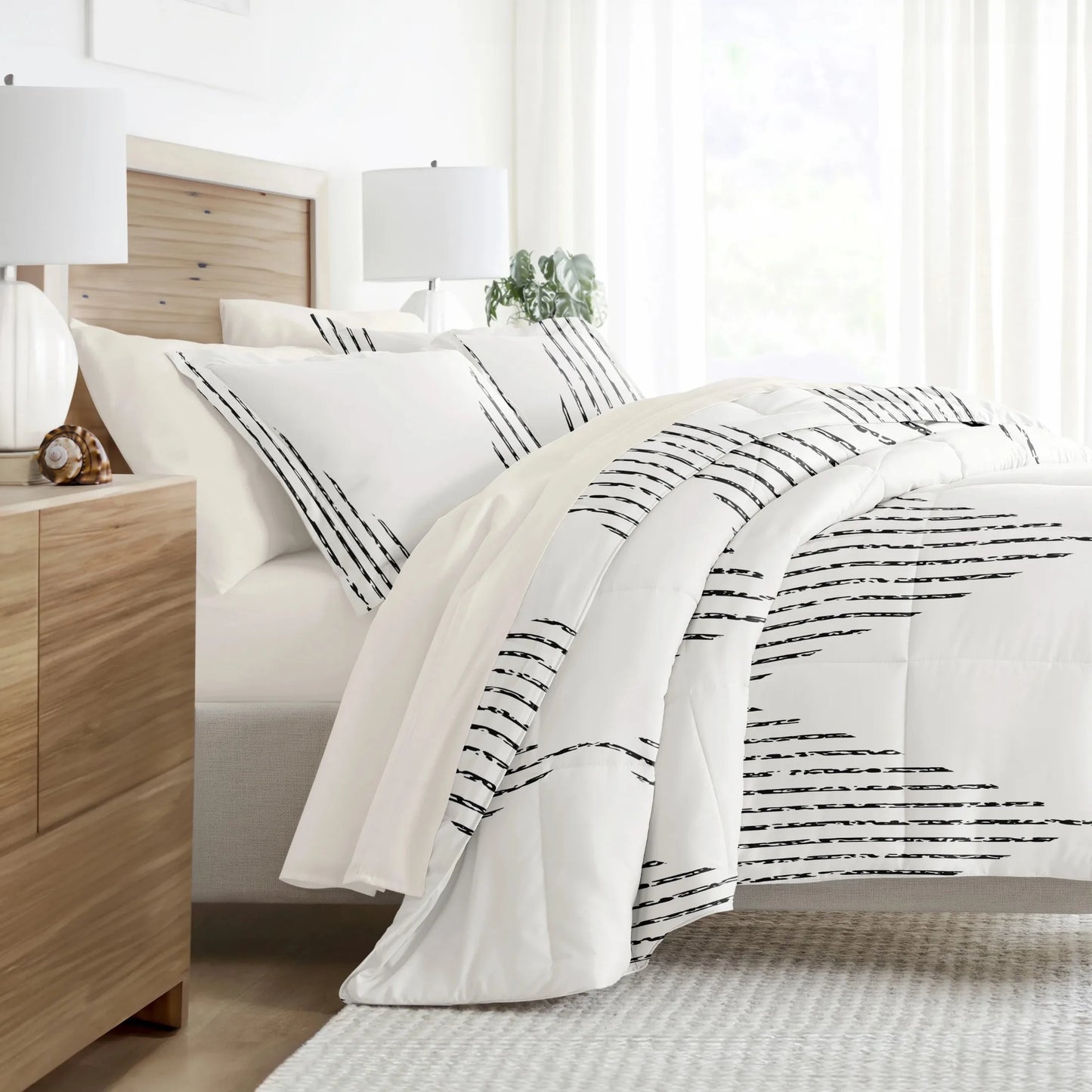 7 Piece Bedding Bundle Microfiber Patterned Comforter And Sheet Set