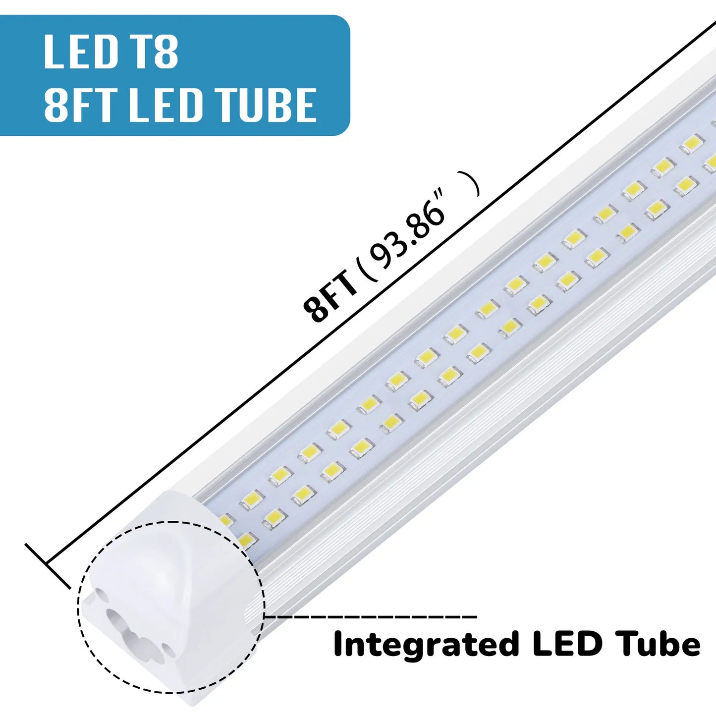 BSK BESTKA LED Shop Light 100W Linkable T8 Tube Garage