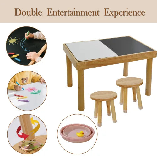 Sensory Toddl er Table Set With Chairs And Double Sided Boards