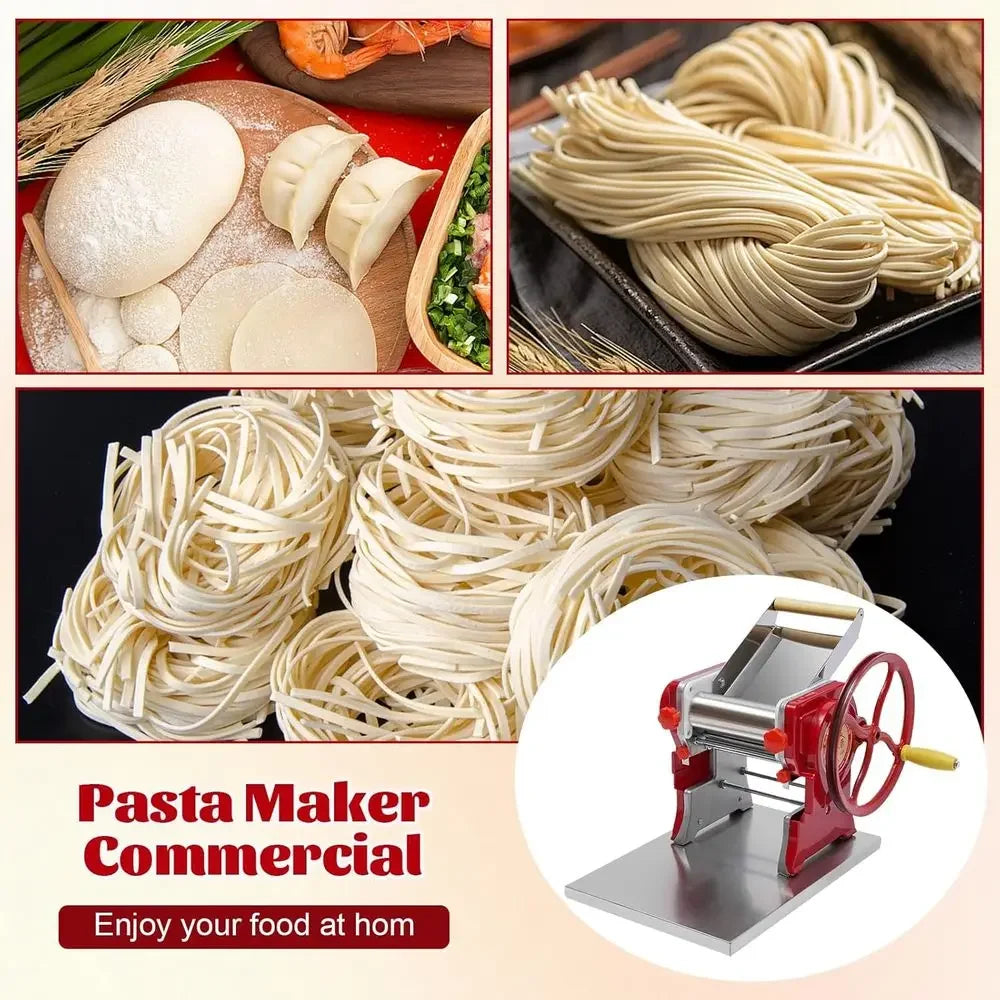 Manual Pasta Maker With Dough Roller And Hand Crank Noodles
