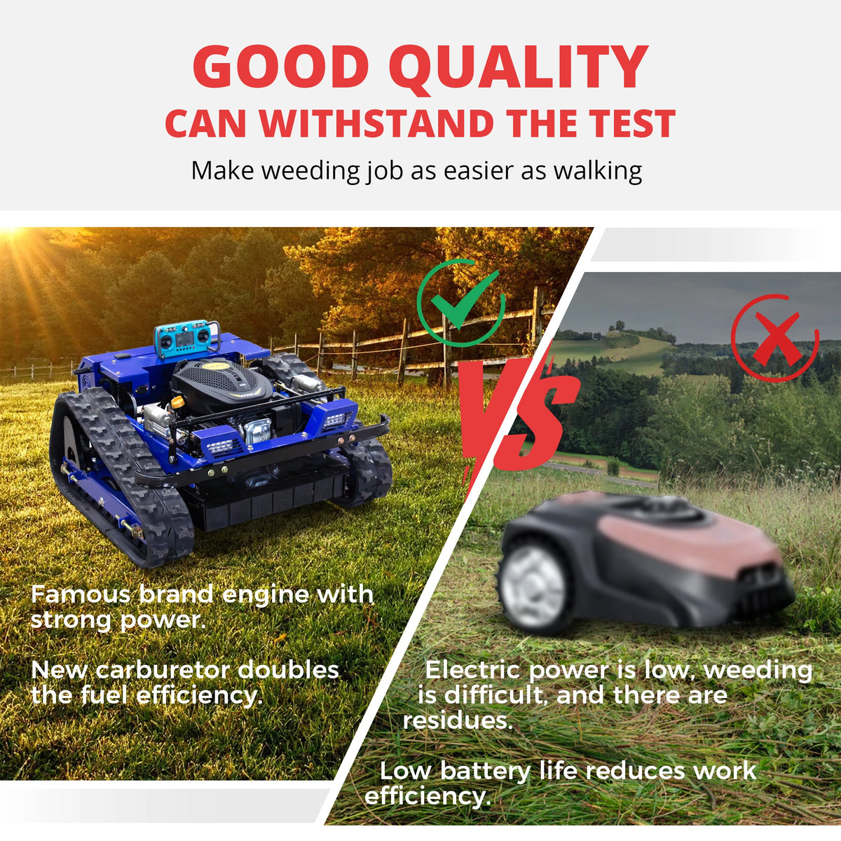 DEEPKRON Remote Controlled Lawn Mower for Steep Slope Grass Cutting