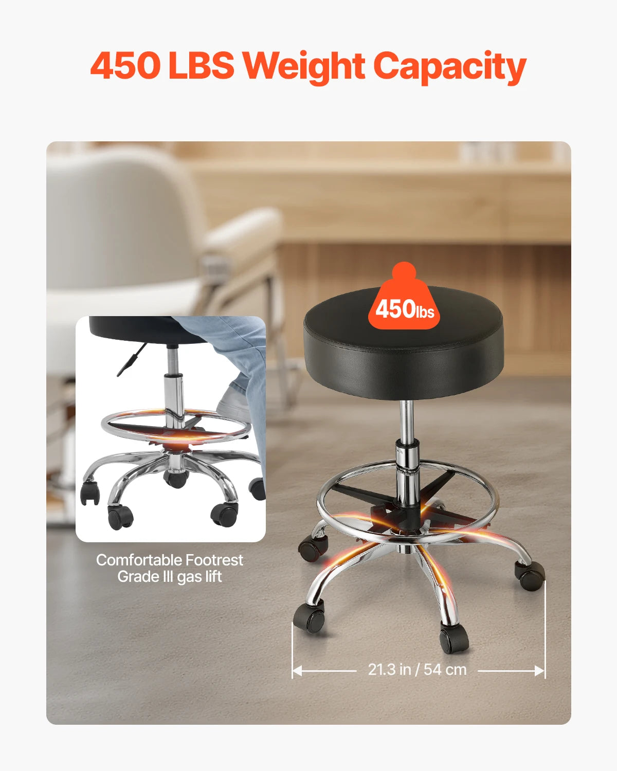 SucceBuy Adjustable Rolling Stool Chair for Salon Spa Tattoo Clinic