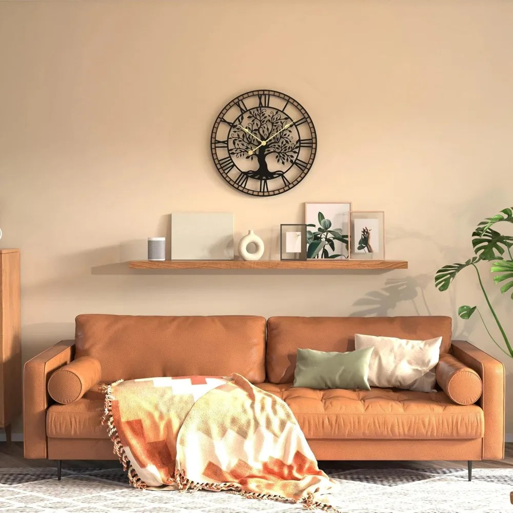 Farmhouse Tree Of Life Rustic Wall Clock With Wood Frame Battery Included