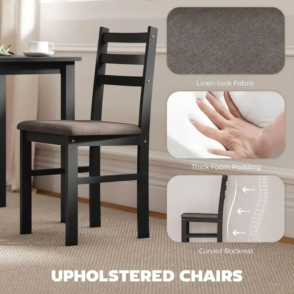 Ticify Armhouse Five Piece Solid Wood Dining Table Set Chairs