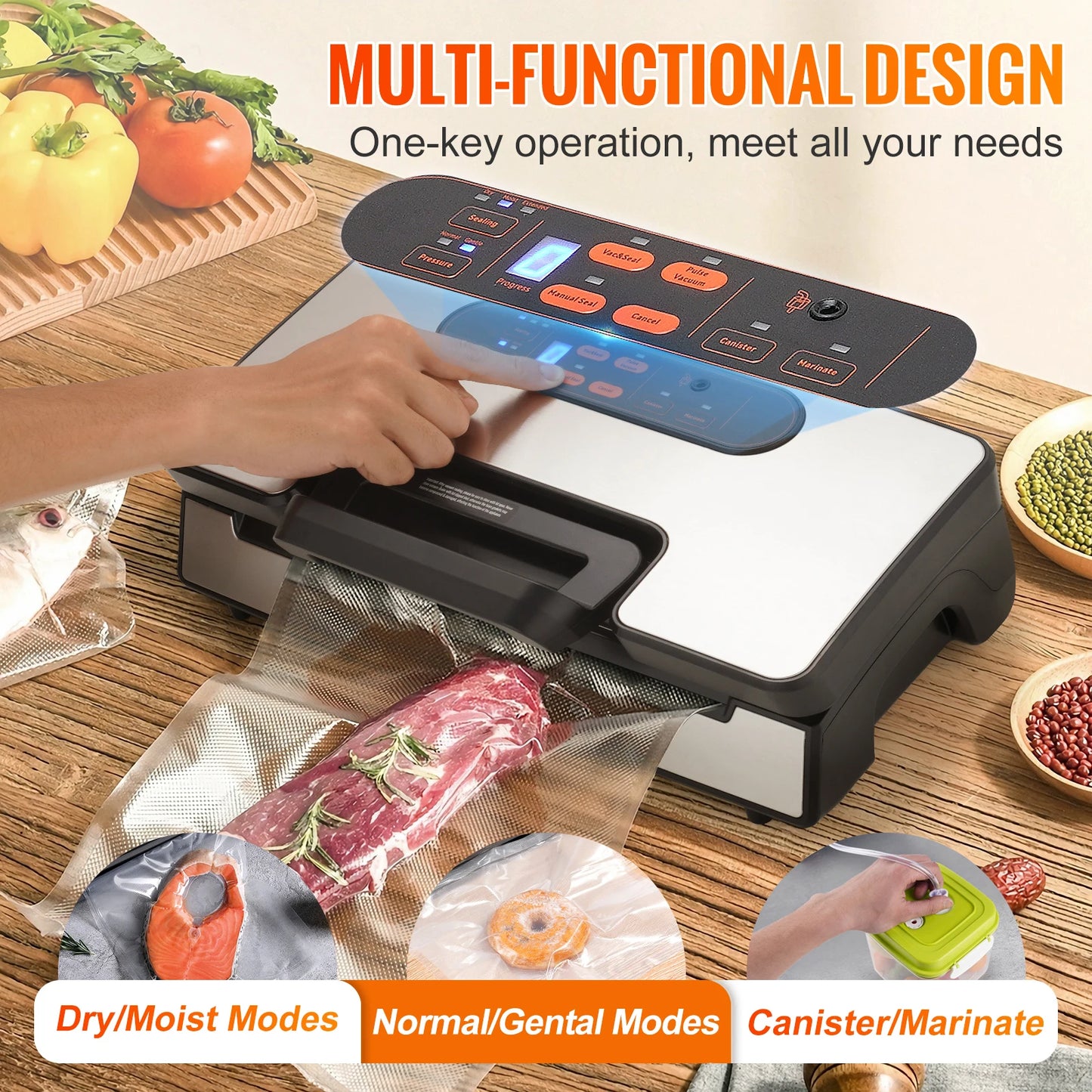 SucceBuy Vacuum Sealer Machine 90KPa 130W With Free 10pcs Vacuum Bags