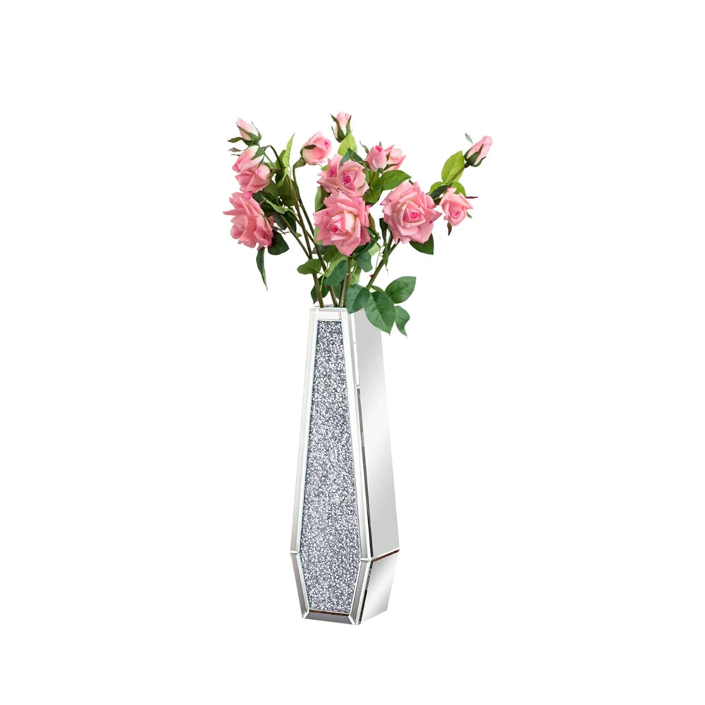 Luxury Crushed Diamond Mirrored Glass Floor Flower Vase