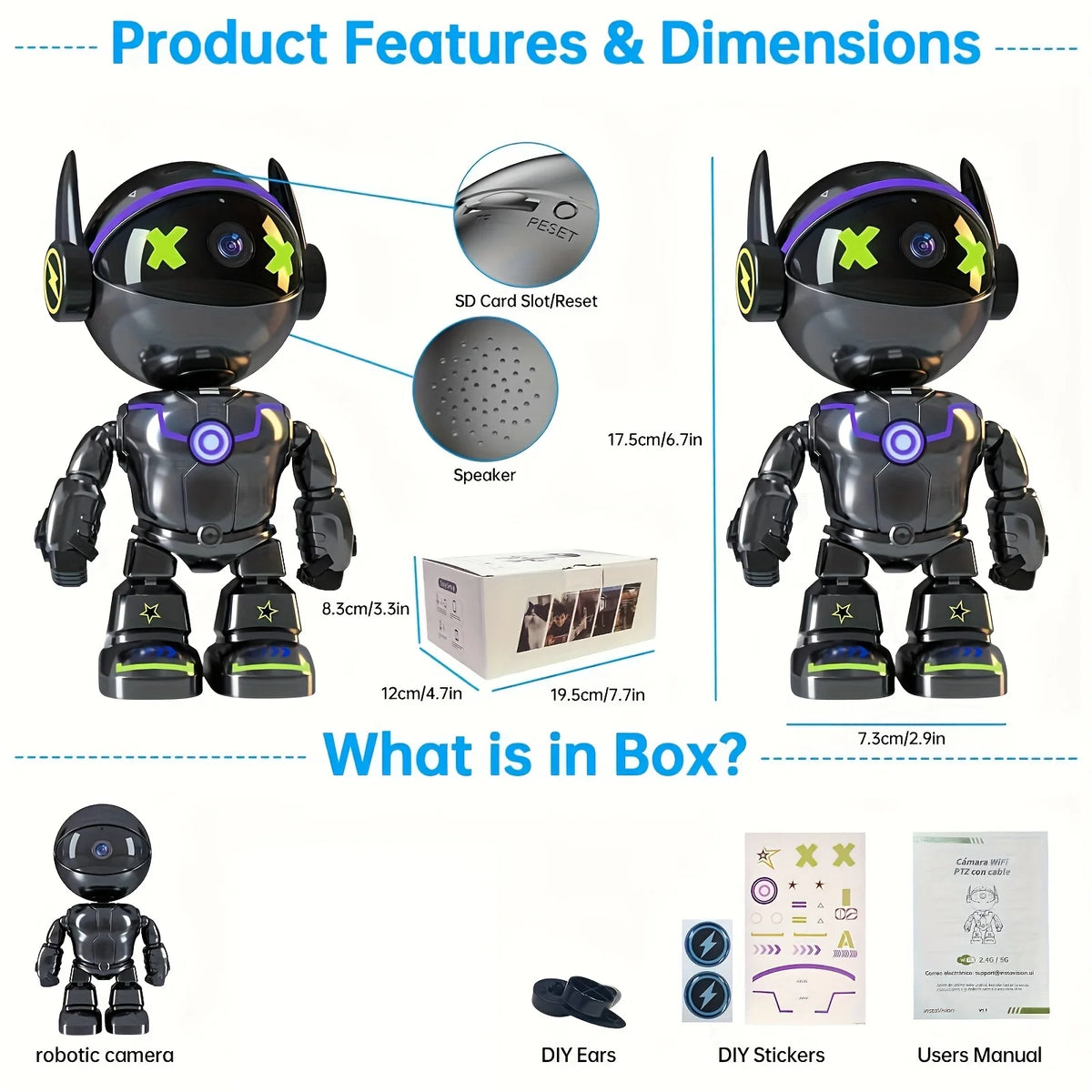 WESECUU 5MP Smart Indoor Outdoor Security Robot Camera With Audio