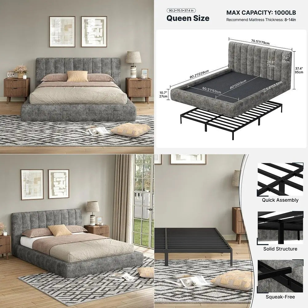 Queen Adjustable Bed Frame And Cooling Gel Memory Foam Mattress
