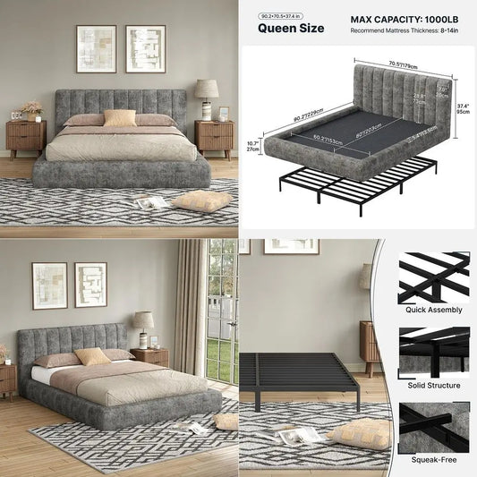 Queen Adjustable Bed Frame And Cooling Gel Memory Foam Mattress