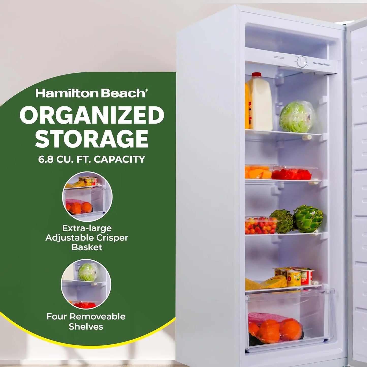 XMSJ Upright Fridge Freezer With Reversible Door Removable Shelves