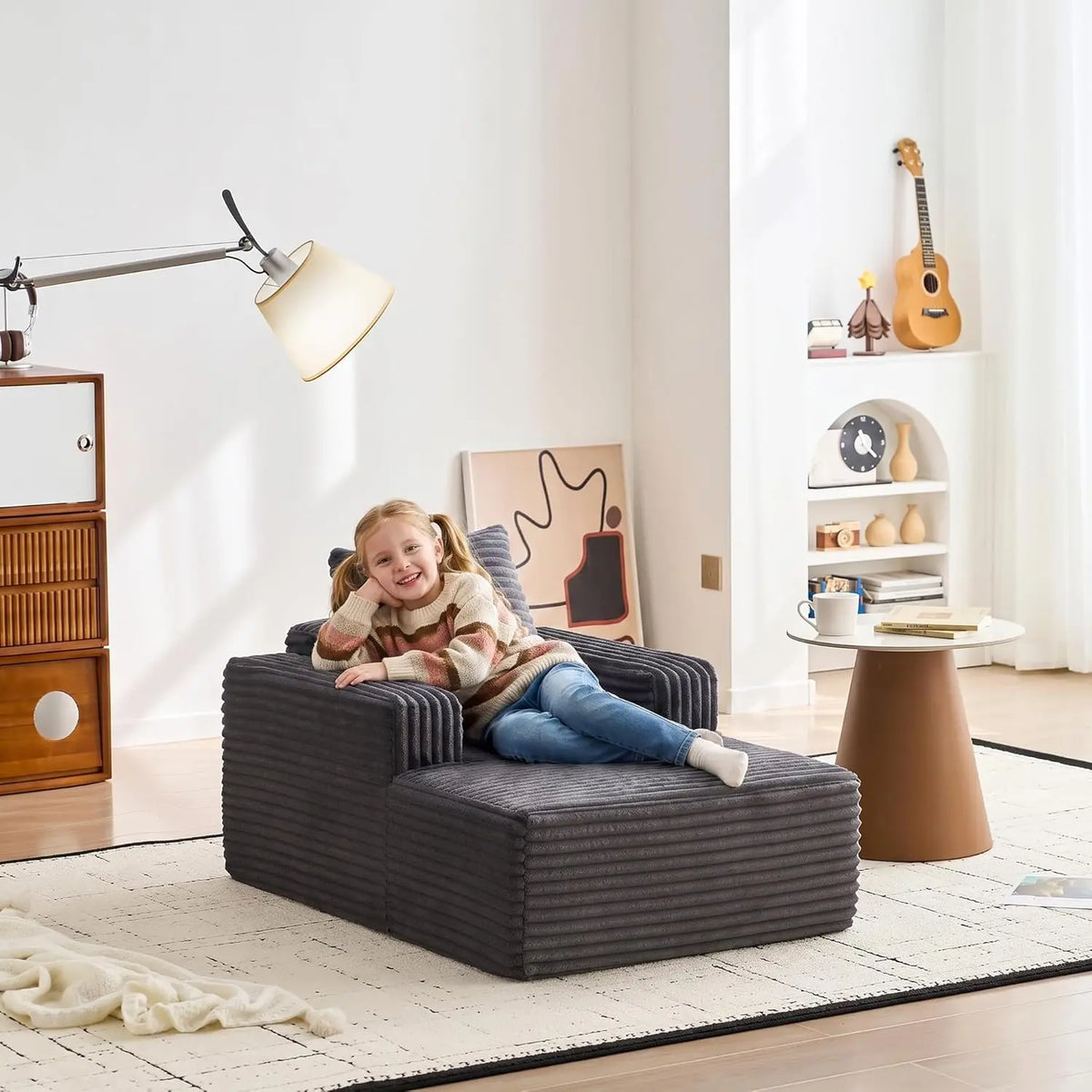 HiMISS Corduroy Cloud Chaise Lounge Sofa With Deep Seat