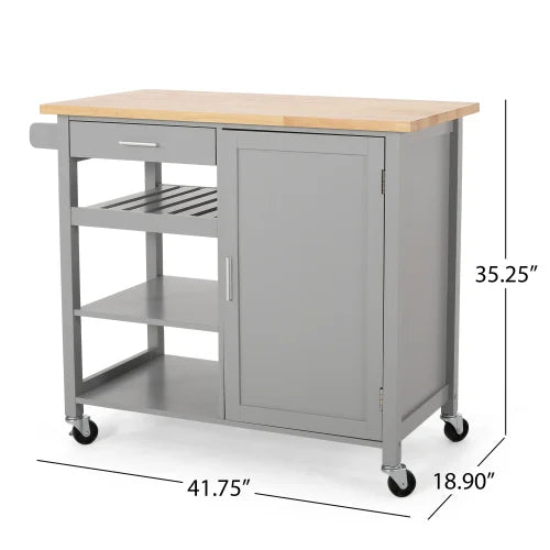 Kitchen Island Cart With Storage Cabinet And Spice Rack Wheels