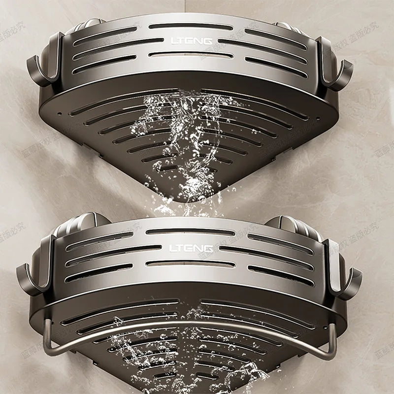 Triangle Bath Caddy With Suction Cups Stainless Steel Bathroom Organizer