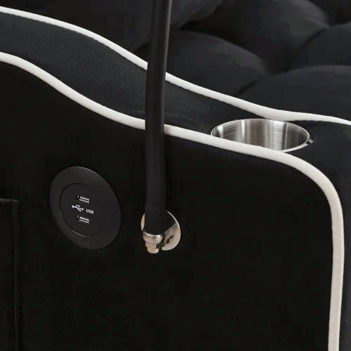 Modern Velvet Sofa Bed With Pullout Adjustable Back USB Port