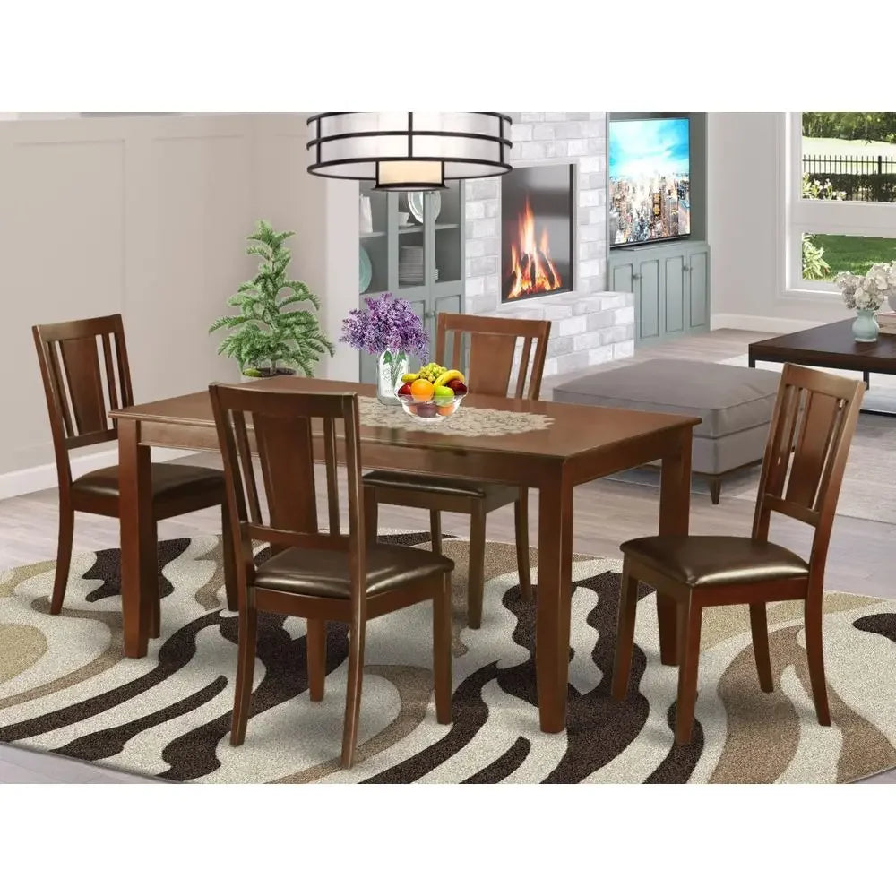 XMSJ 5 Piece Dining Table Set With Faux Leather Chairs