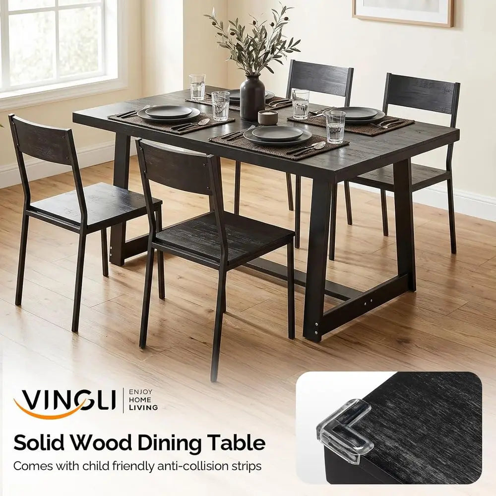 Ticify Solid Pine Dining Table Rectangular For Kitchen And Dining Room
