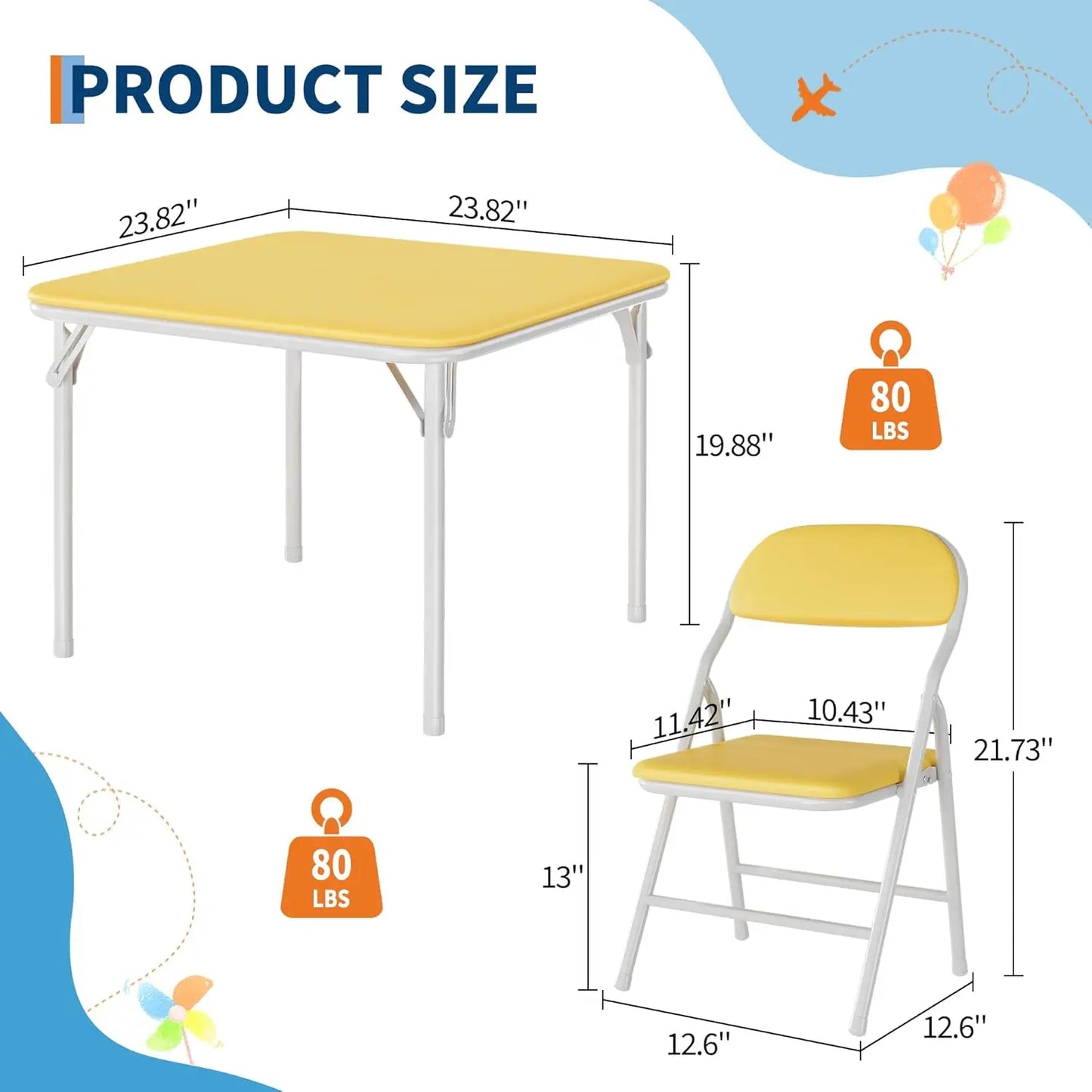 Studyset Kids Folding Table and Chairs Set for Daycare Classrooms