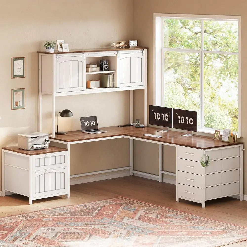 L Shaped Computer Desk With Power Outlet And Home Office