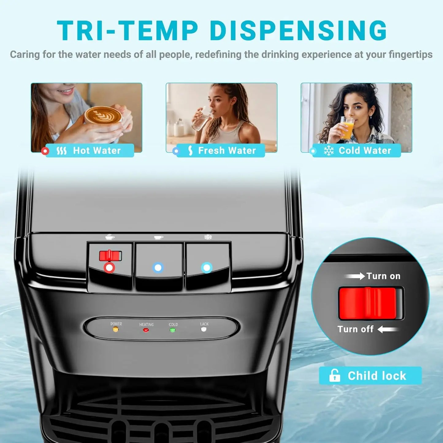 XMSJ Bottom Loading Water Cooler Dispenser With Three Temperature Settings