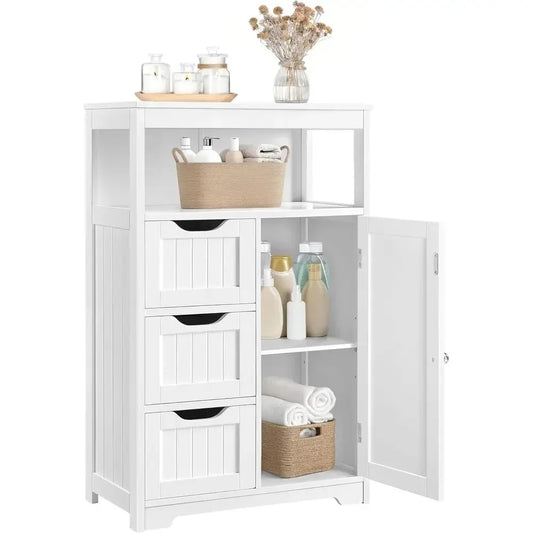 Bathroom Floor Cabinet Wooden Storage Organizer With One Door Shelves