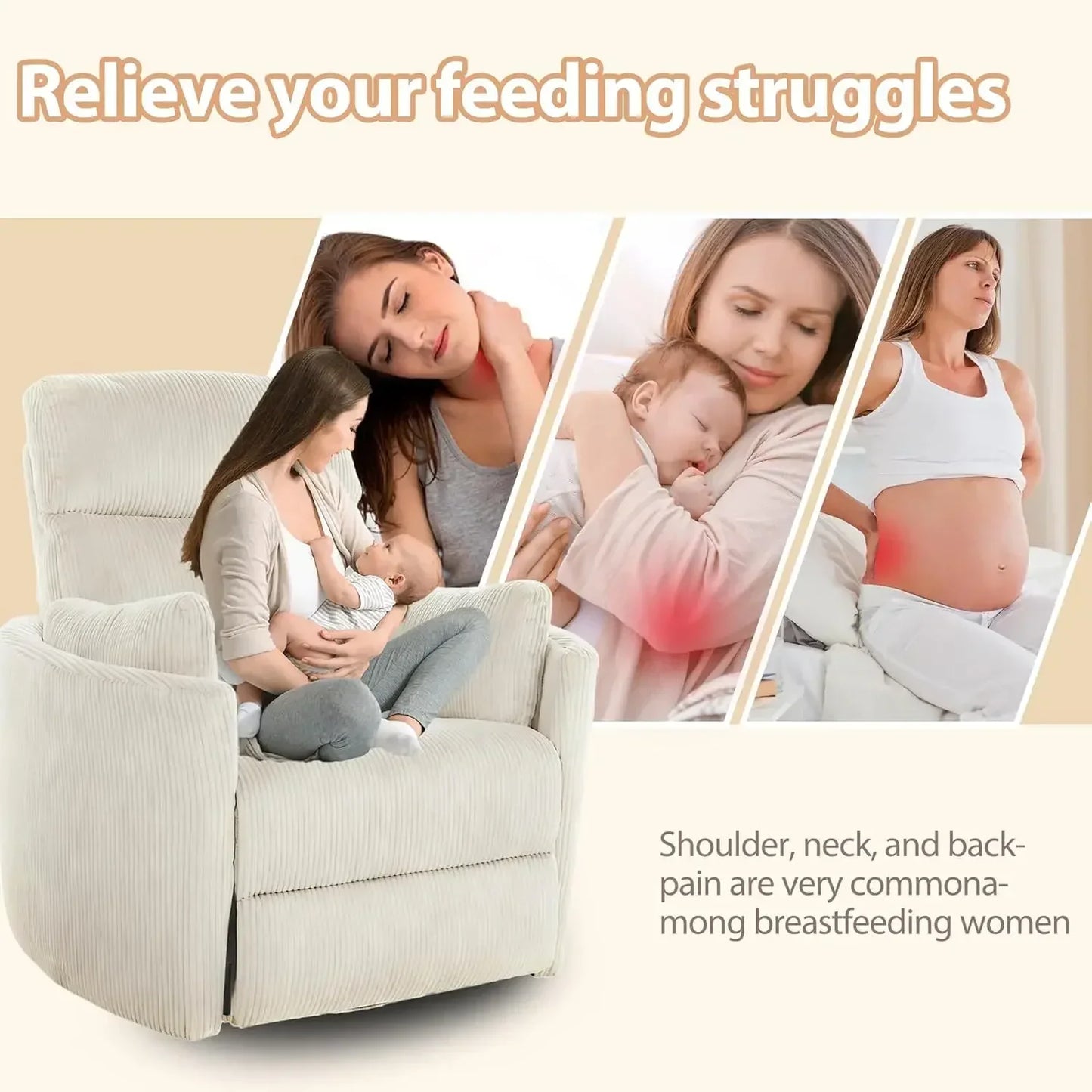 Electric Rocking Recliner With Power Swivel Nursery Glider