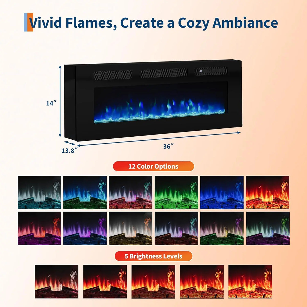 Adoolla Electric Fireplace TV Stand with Heater and LED Lights