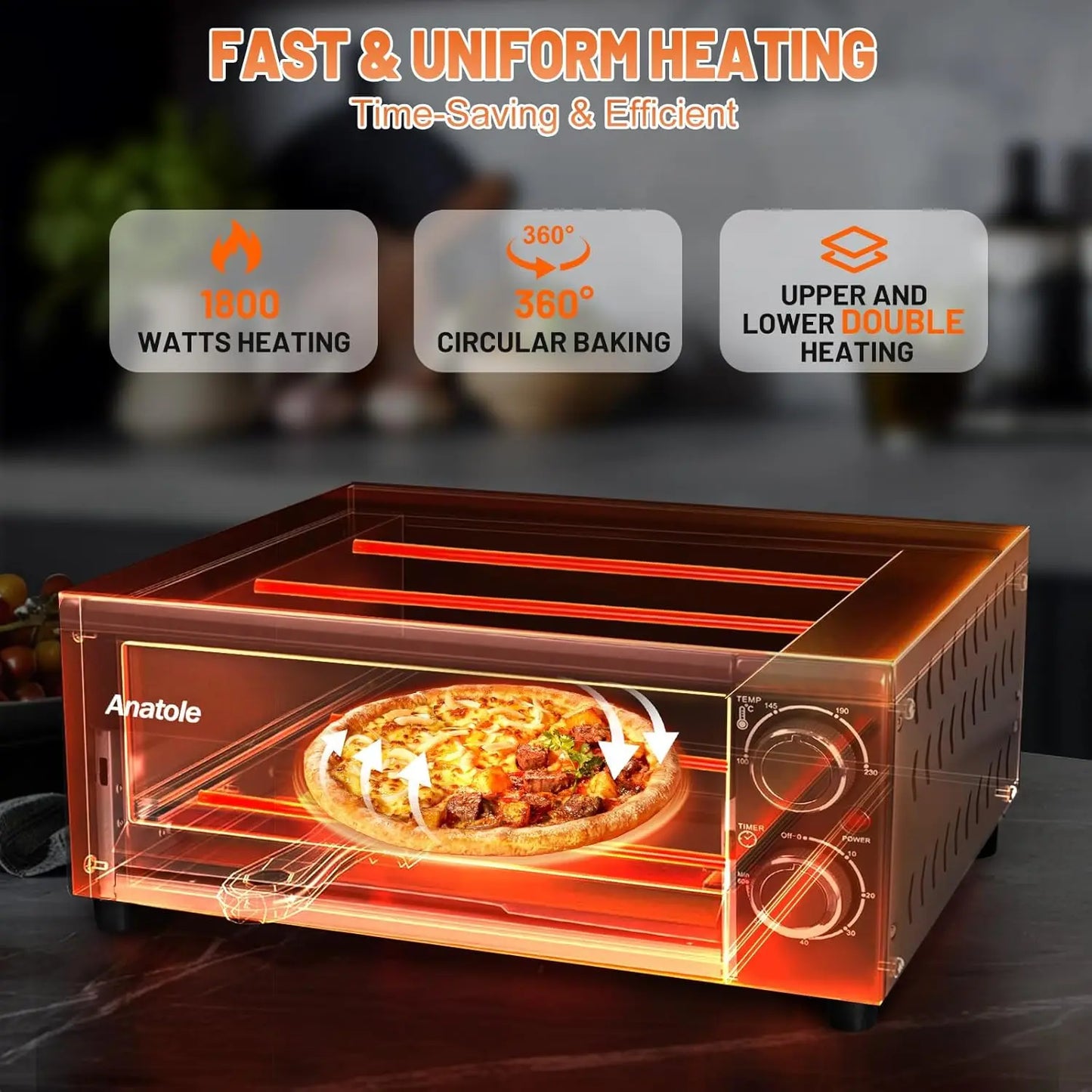 XMSJ Electric Pizza Oven 1800W Indoor Countertop Pizza Maker