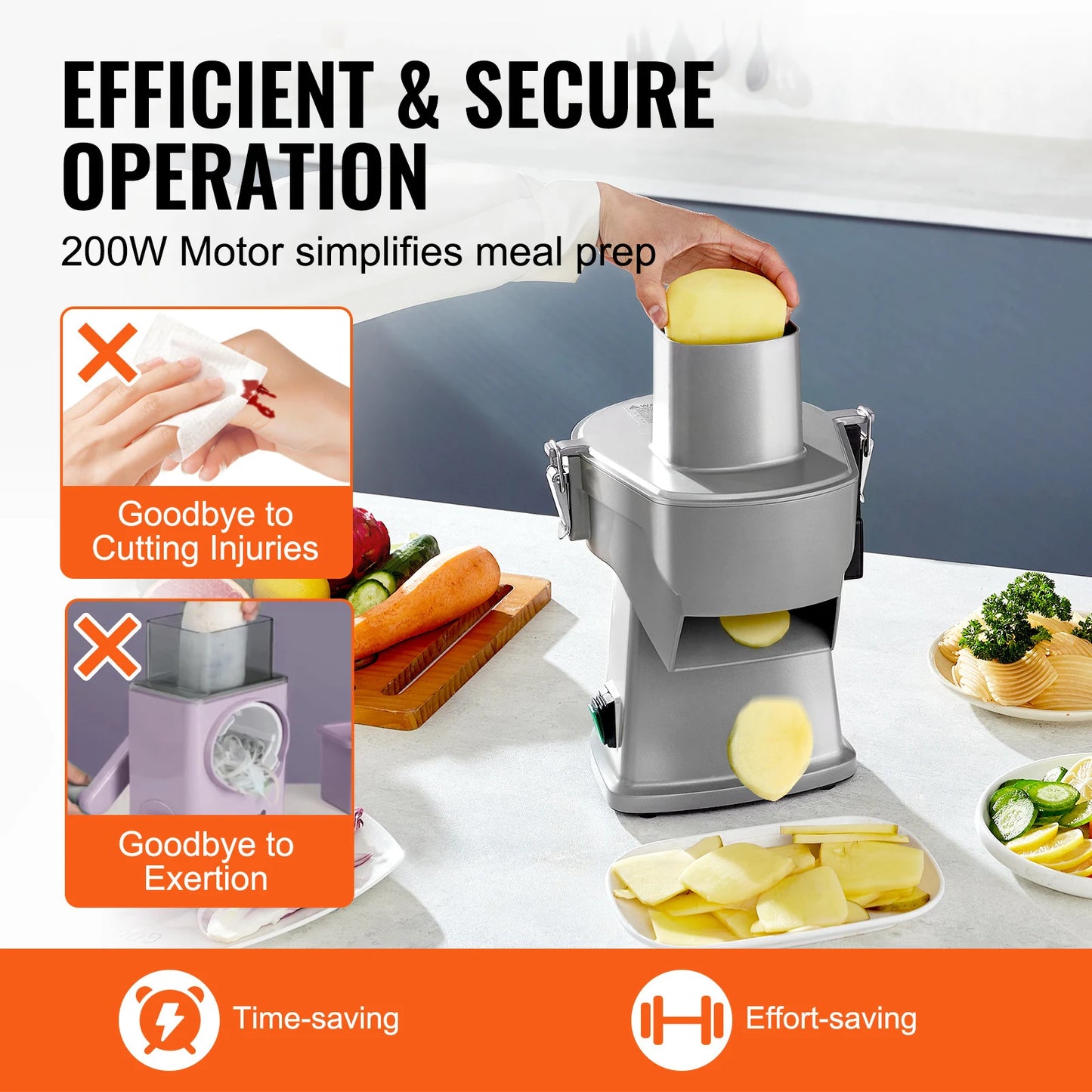 VEVOR Electric Vegetable Slicer 4 In 1 Multifunctional Food Cutter 200W