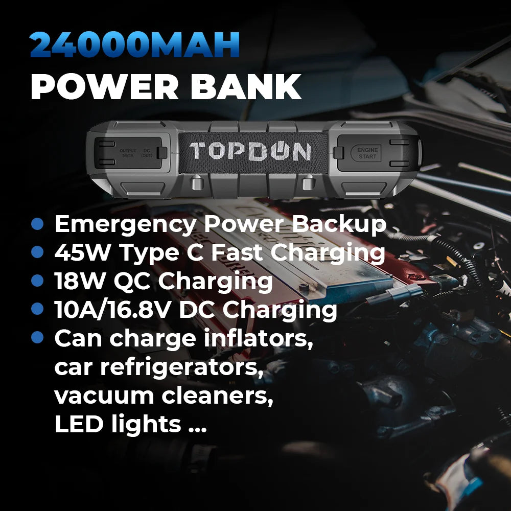 TOPDON JS3000 3000A Car Jump Starter Power Bank Booster