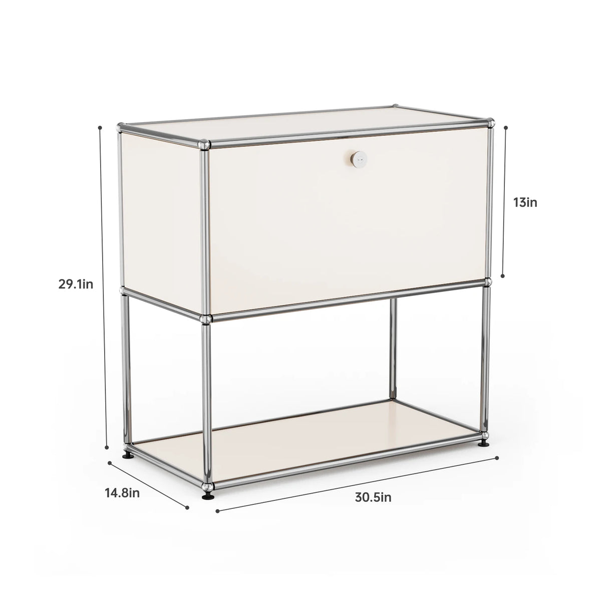 Modern Modular Metal Nightstand With Two Tier Open Storage Cabinet