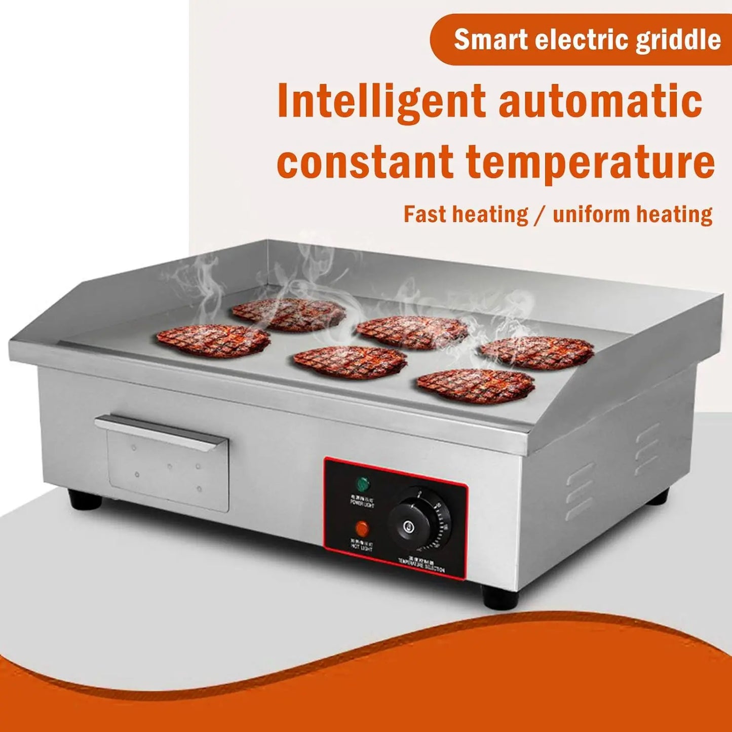 XMSJ Electric Countertop Griddle 3000W Adjustable Thermostat