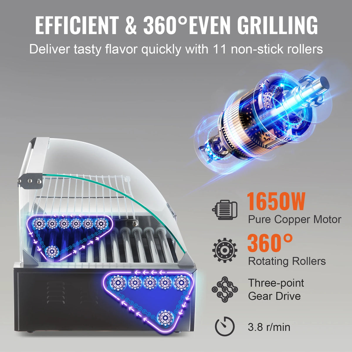 SucceBuy Commercial Electric Hot Dog Roller Sausage Grill Maker
