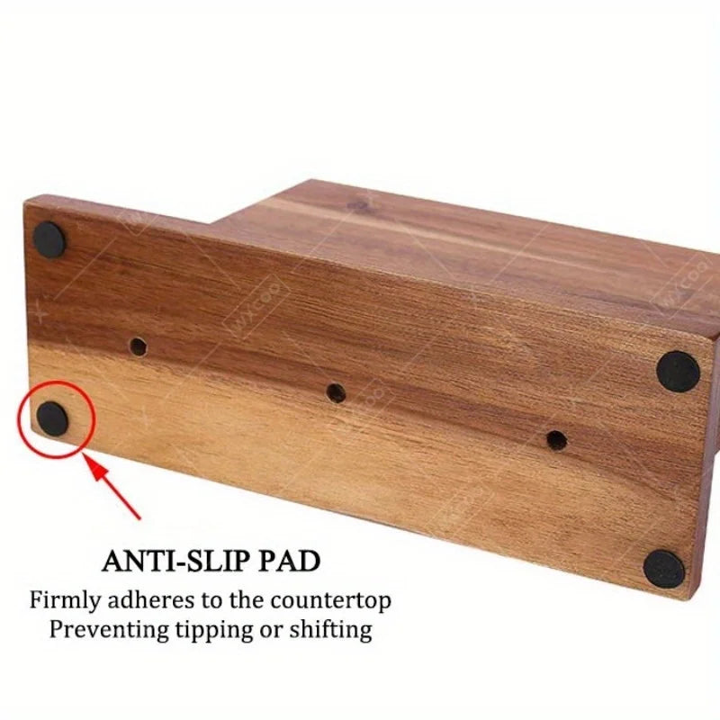 WXCOO Magnetic Knife Holder Rack Kitchen Double Sided Wooden Organizer