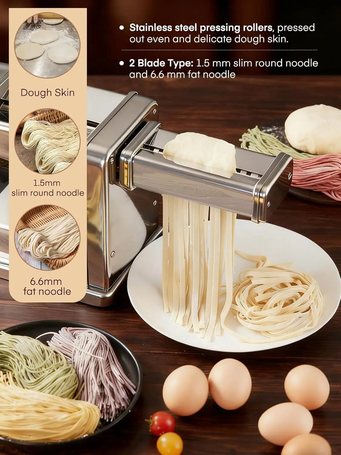 XMSJ Electric Pasta Maker Machine for Spaghetti Fettuccine Lasagna