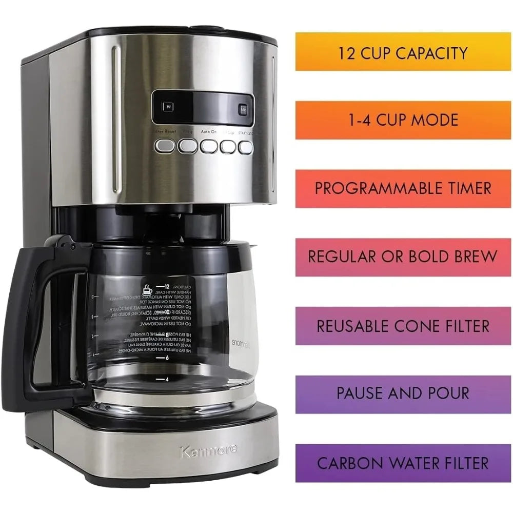 Kenmore Programmable Drip Coffee Maker With Brew Strength Selector