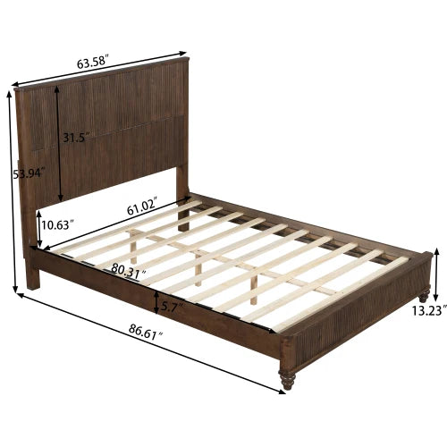 Solid Wood Three Piece Bedroom Set With Bed And Nightstands