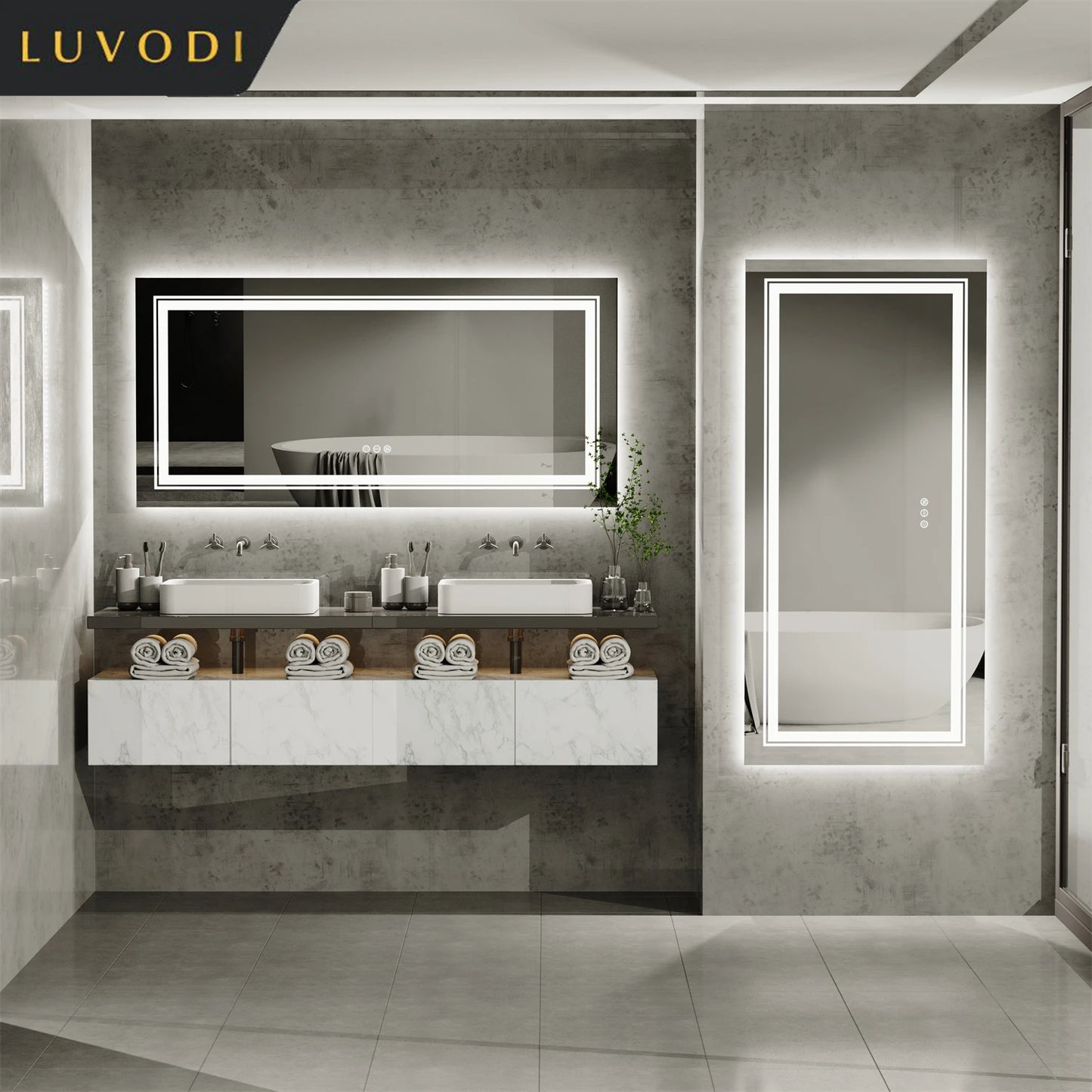 LUVODI Illuminated Bathroom Mirror With Dimmable Three Temperature Lights