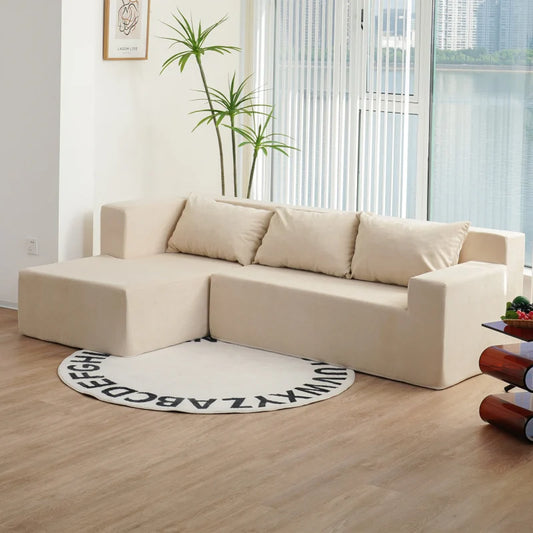 Velvet L Shape Sofa Cover Set With Anti Slip Pillowcases