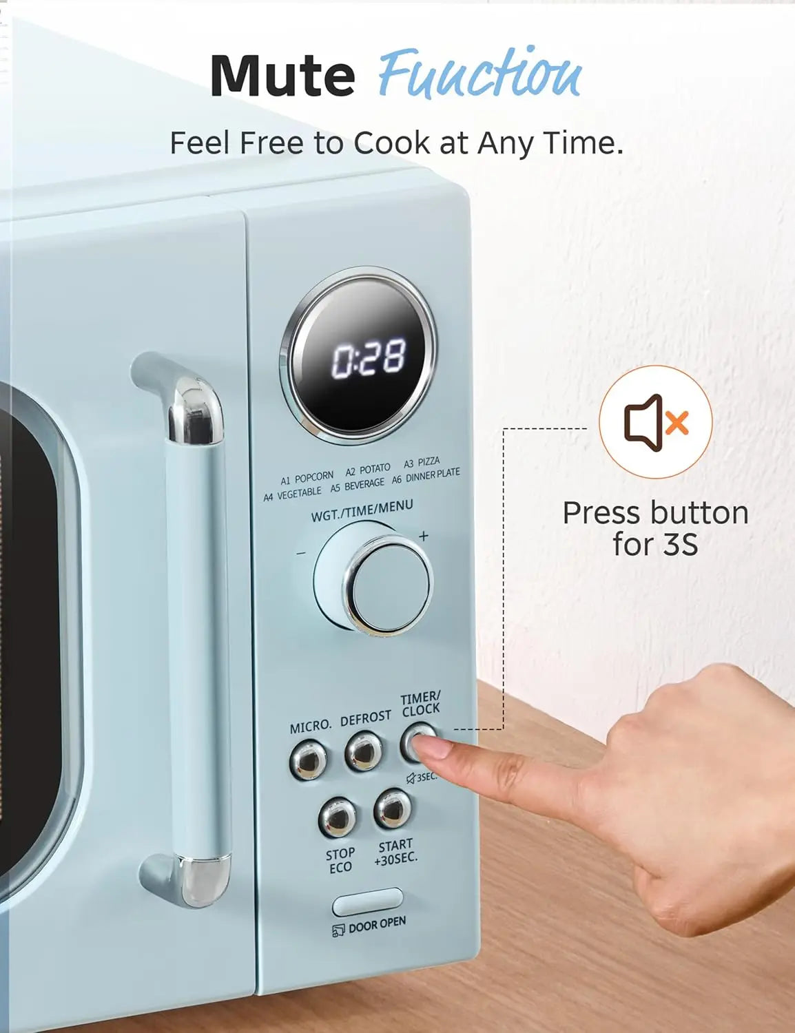 Xmsj Retro 0.9 Cu Ft Countertop Microwave Oven With Child Safety Lock