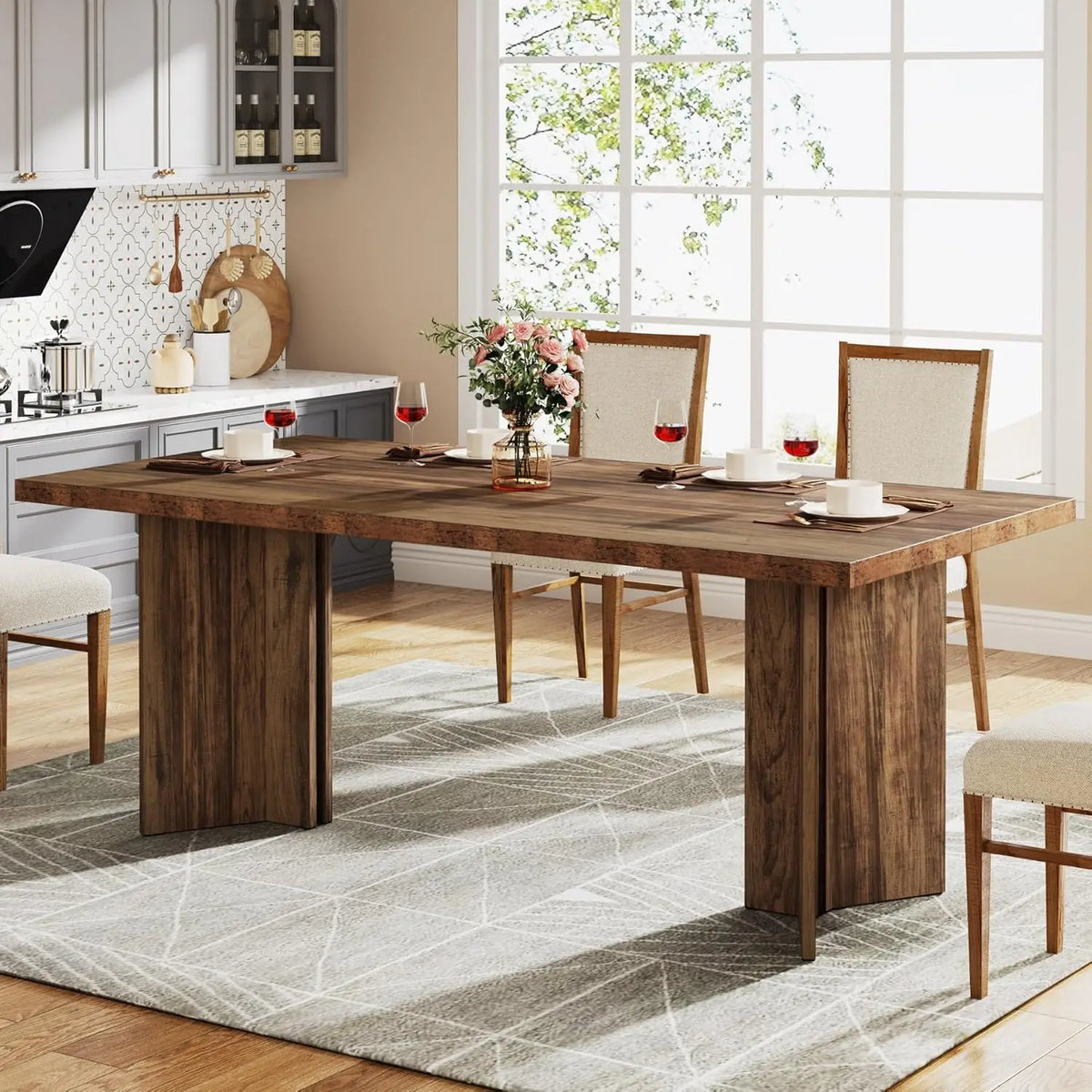 Tribesigns Modern Rectangular Wooden Kitchen Dining Table