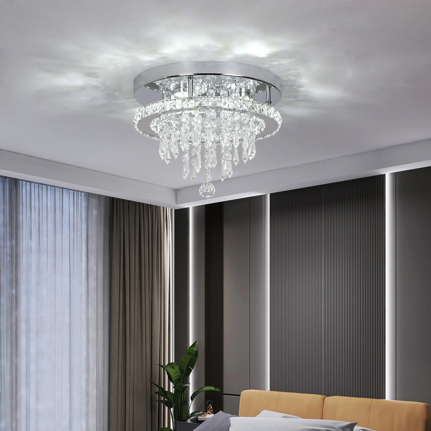 Vetrulus Modern K9 Crystal Led Ring Ceiling Chandelier