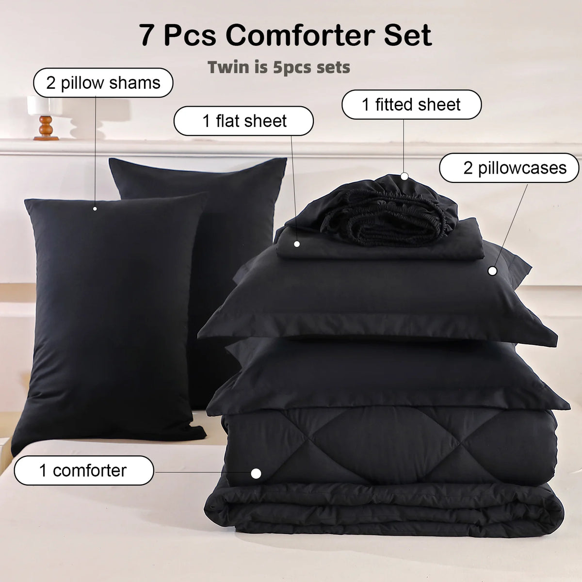 EasYum Brushed Polyester Quilted Bedding Set With Sheets