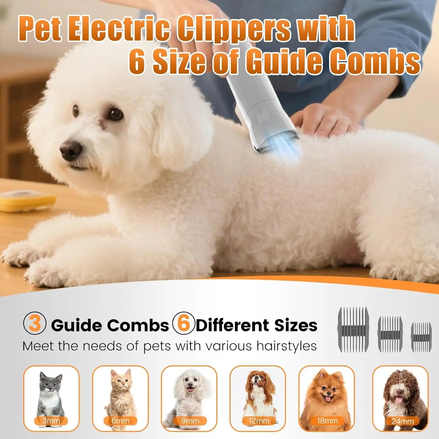 XMSJ Dog Grooming Vacuum Kit With Clipper Nail Trimmer 12000Pa