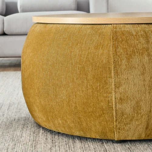 Round Storage Ottoman 2 In 1 End Table And Footstool