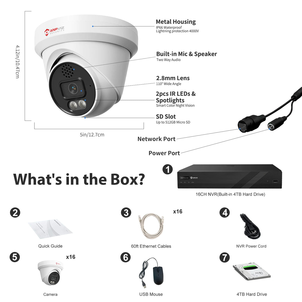 Anpviz 4K PoE Security Camera System With Two Way Audio