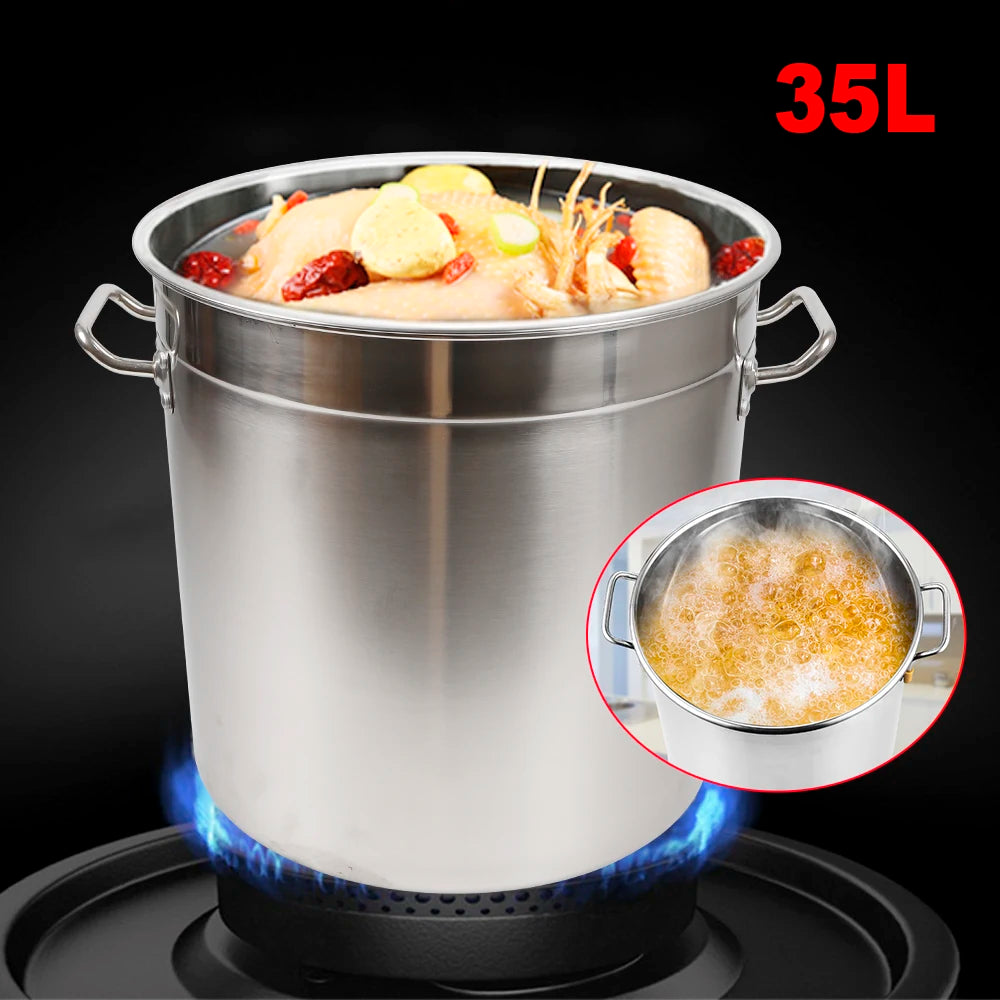 Thickened Stainless Steel Soup Stock Cooking Pot With Domed Lid